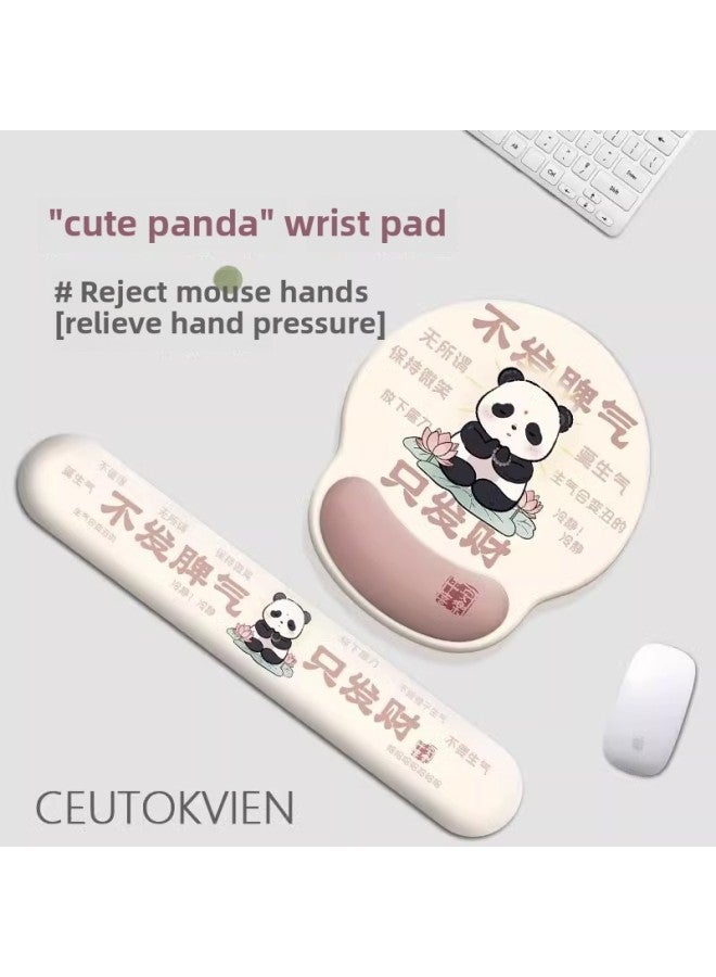Panda Wrist Mouse Pad 3D Wrist Girl Memory Foam Notes Computer Office Keyboard Hand-held Anti-tendon Sheath Students-Pattern:Daze Bear [mouse Pad + Keyboard Rest]