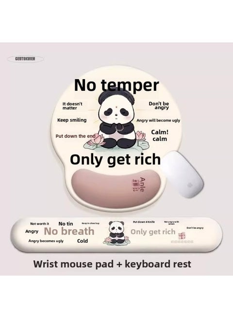 Panda Wrist Mouse Pad 3D Wrist Girl Memory Foam Notes Computer Office Keyboard Hand-held Anti-tendon Sheath Students-Pattern:Daze Bear [mouse Pad + Keyboard Rest]