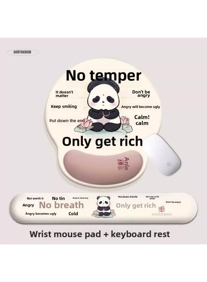 Panda Wrist Mouse Pad 3D Wrist Girl Memory Foam Notes Computer Office Keyboard Hand-held Anti-tendon Sheath Students-Pattern:Daze Bear [mouse Pad + Keyboard Rest]