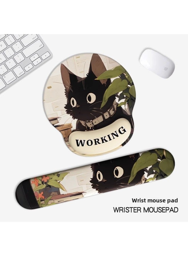 Panda Wrist Mouse Pad 3D Wrist Girl Memory Foam Notes Computer Office Keyboard Hand-held Anti-tendon Sheath Students-Pattern:Daze Bear [mouse Pad + Keyboard Rest]