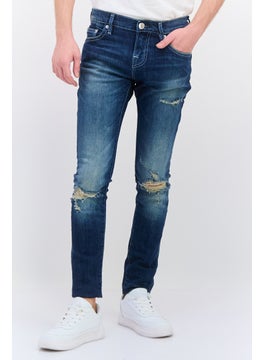 TRUE RELIGION Men Skinny Fit Ripped Denim Jeans, Blue  - Image 1