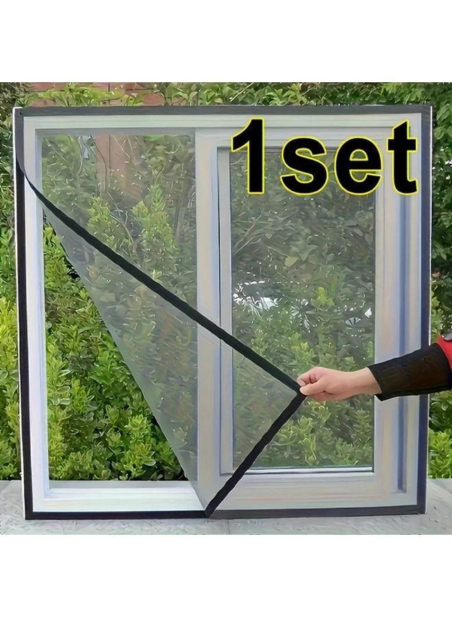 Black Self Adhesive Mosquito Net Screen Kit For Windows Easy Install With Hook And Loop Tape - Image 1