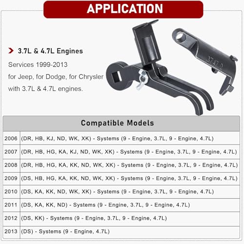 Camoo Rocker Arm Remover/Installer & Valve Spring Compressor Tool for 1999-2013 Jeep, Dodge, for Chrysler with 3.7L & 4.7L Engines, 3/8 Inch Drive Replace for 3747-1 10102 8426 8387 8516A - Image 3