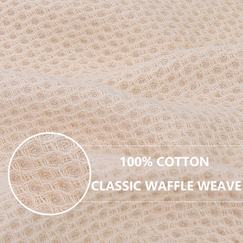 Homaxy 100% Cotton Waffle Weave Kitchen Dish Towels  Ultra Soft Absorbent Quick Drying Cleaning Towel  13 x 28 Inches  4-Pack  Beige - Image 2