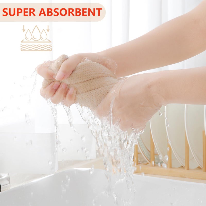 Homaxy 100% Cotton Waffle Weave Kitchen Dish Towels  Ultra Soft Absorbent Quick Drying Cleaning Towel  13 x 28 Inches  4-Pack  Beige - Image 3