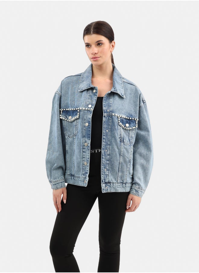 ASTK - Pearl embroidered denim jacket - Image 1