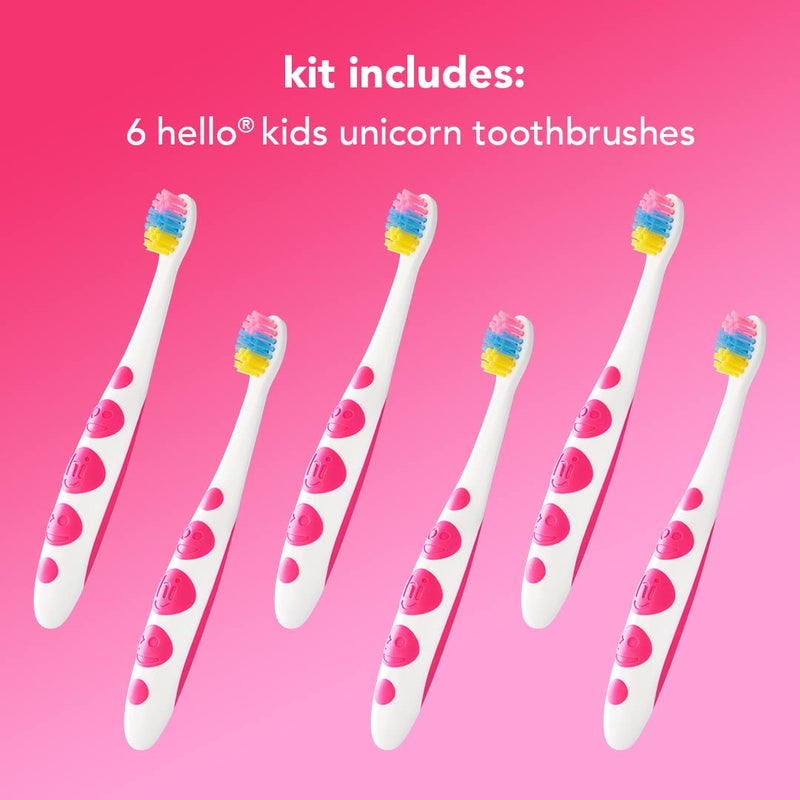 hello Unicorn Baby and Toddler Soft Toothbrush for All Ages, BPA Free, Easy to Grip Handle, 6 Count - Image 2