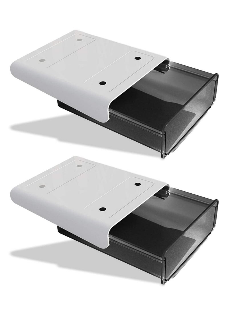 Oasisgalore 2 Pack Self-Adhesive Under Desk Drawer Organizers, Hidden Slide-Out Storage, for Office/Home, Stick-On Mount  - Image 1
