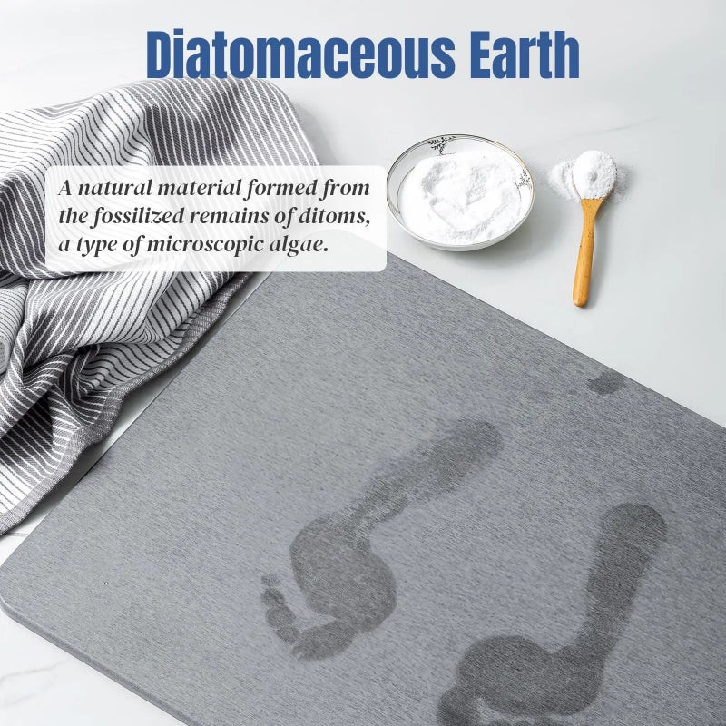 Bluejw Eco-Friendly Large Diatomaceous Earth Bath Mat - Super Absorbent, Quick Drying, Non-Slip Diatomite Stone Bath Mats for Bathroom - Image 3