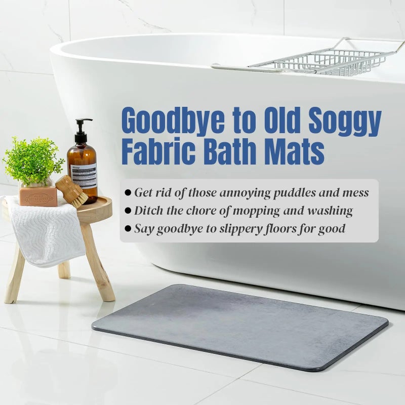 Bluejw Eco-Friendly Large Diatomaceous Earth Bath Mat - Super Absorbent, Quick Drying, Non-Slip Diatomite Stone Bath Mats for Bathroom - Image 5