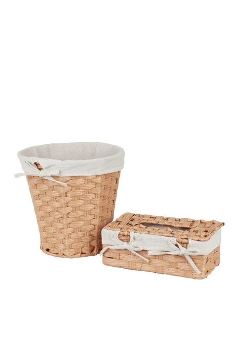 Trash can set with tissue box