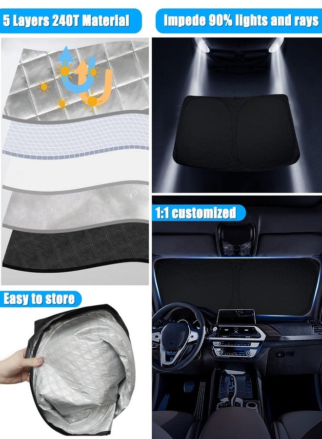 بست فيو واقي الشمس الأمامي BESTVIEW متوافق مع سيارات GMC Sierra 1500 و2500 و3500 موديلات 2014 و2015 و2016 و2017 و2018، واقي شمس عاكس قابل للطي، مصنوع من مادة 240T مطورة بخمس طبقات - Image 3