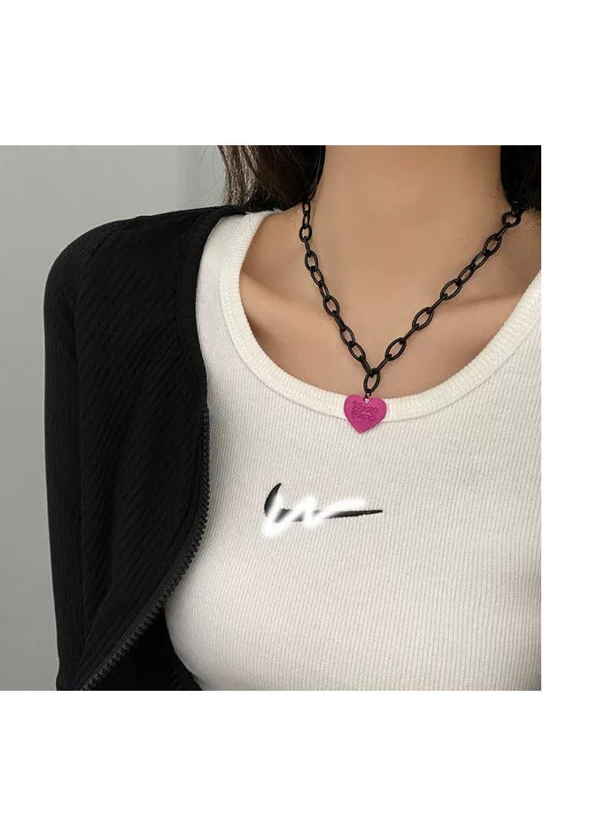 Goolsky Trendy Heart Pendant Necklace for Women – Street Style Y2K Choker Chain, Statement Hip-Hop Jewelry, Short Sweater Chain  - Image 2