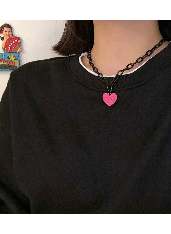 Goolsky Trendy Heart Pendant Necklace for Women – Street Style Y2K Choker Chain, Statement Hip-Hop Jewelry, Short Sweater Chain  - Image 3