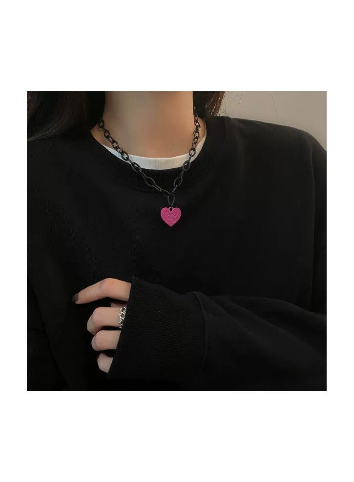 Goolsky Trendy Heart Pendant Necklace for Women – Street Style Y2K Choker Chain, Statement Hip-Hop Jewelry, Short Sweater Chain  - Image 5