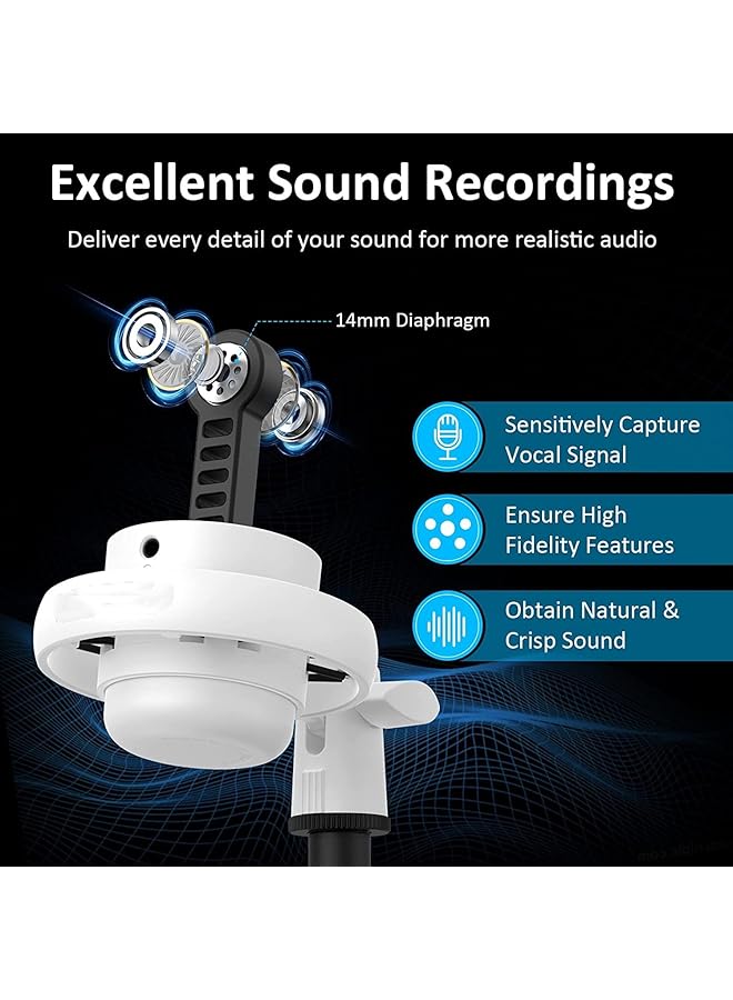 DMG TECH Gaming Microphone Condenser Microphone Suitable For Mac/Ps4/Ps5 Usb Microphone For Pc With Rgb Touch Mute Plug And Play Gain Knob & Monitoring Mic For Singing Recording Streaming Podcasts - Image 2