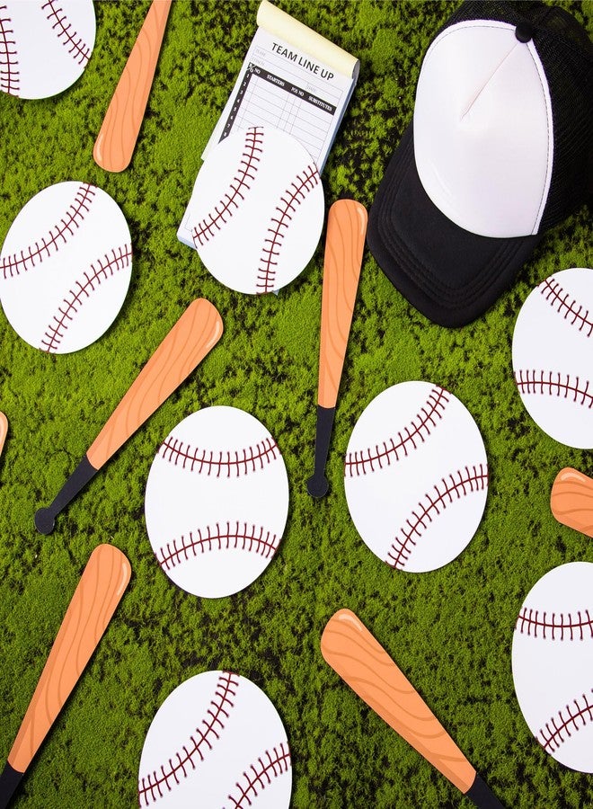 FOBSME 80 Pcs Baseball and Baseball Bat Cutouts Paper Baseball Die-Cuts Baseballs Theme Bulletin Board Cutouts with Glue Points for Sport Theme Birthday Party Classroom Wall Cabinets Decorations - Image 4