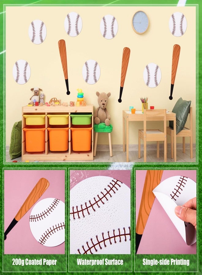 FOBSME 80 Pcs Baseball and Baseball Bat Cutouts Paper Baseball Die-Cuts Baseballs Theme Bulletin Board Cutouts with Glue Points for Sport Theme Birthday Party Classroom Wall Cabinets Decorations - Image 3