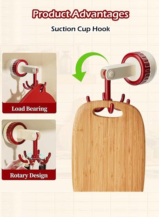 منظمات المطبخ والتخزين، ملحقات المطبخ، خطاف دوار قابل للطي 360 درجة، خطاف خزانة متعدد الأغراض، خطاف حامل أدوات ال 180 درجة عمودي، خطاف ذاتي اللصق، رف أواني مع 6 خطافات للحمام المطبخ - Image 2
