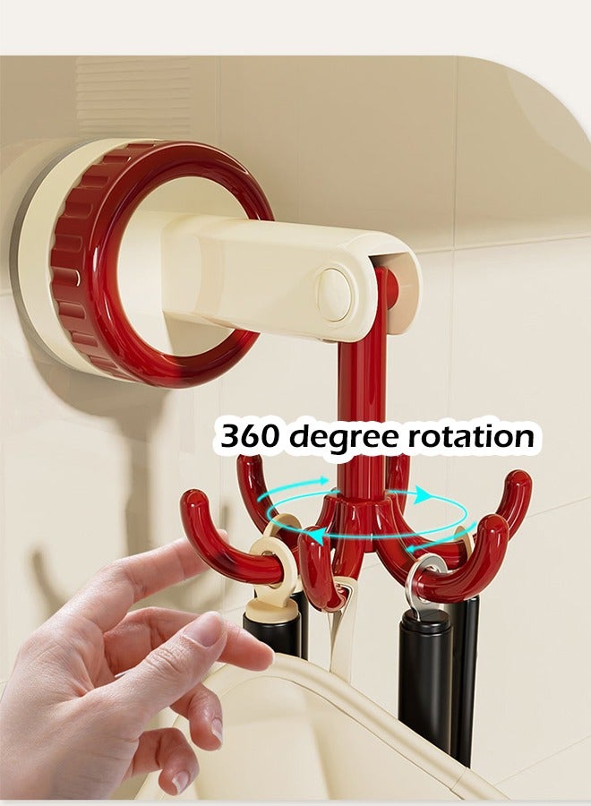 منظمات المطبخ والتخزين، ملحقات المطبخ، خطاف دوار قابل للطي 360 درجة، خطاف خزانة متعدد الأغراض، خطاف حامل أدوات ال 180 درجة عمودي، خطاف ذاتي اللصق، رف أواني مع 6 خطافات للحمام المطبخ - Image 5