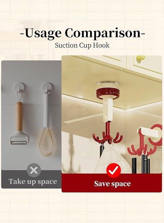 منظمات المطبخ والتخزين، ملحقات المطبخ، خطاف دوار قابل للطي 360 درجة، خطاف خزانة متعدد الأغراض، خطاف حامل أدوات ال 180 درجة عمودي، خطاف ذاتي اللصق، رف أواني مع 6 خطافات للحمام المطبخ - Image 3