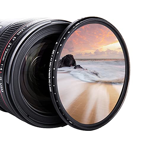 JJC 55mm Variable Neutral Density Filter ND2 to ND400, Slim Fader ND Filter for Sony A6600 A6500 A6400 A6000 with E 18-135mm f/3.5-5.6, Sigma 56mm f/1.4 DC DN Lens& More with 55mm Thread - Image 1