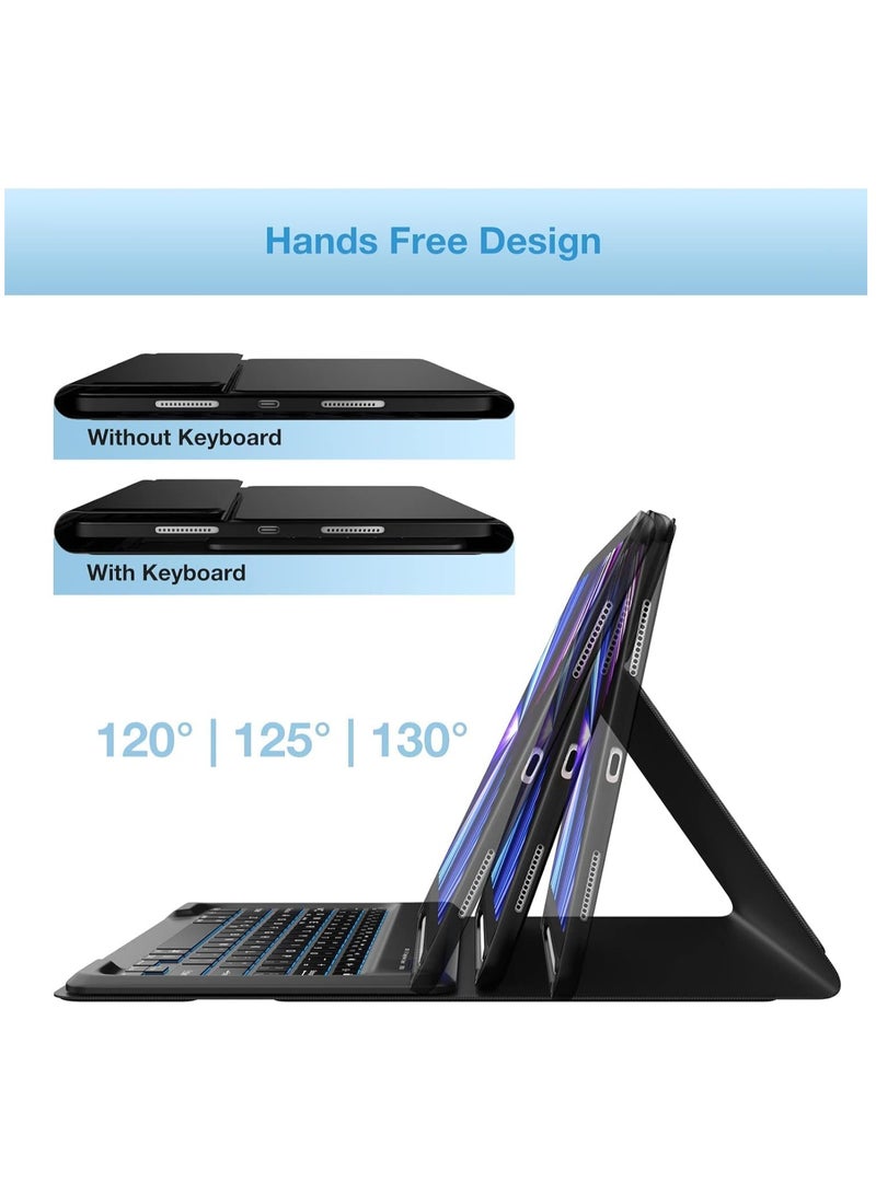 TIGER Case for iPad Air 13-inch (M2, 2024) & iPad Pro 12.9" (6th/5th/4th/3rd Gen) – Detachable Wireless Bluetooth Keyboard, Slim Folio Smart Cover with Pencil Holder – Black - Image 5