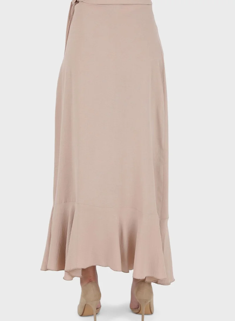 Refka by modanisa Waterfall Trim High Waist Skirt