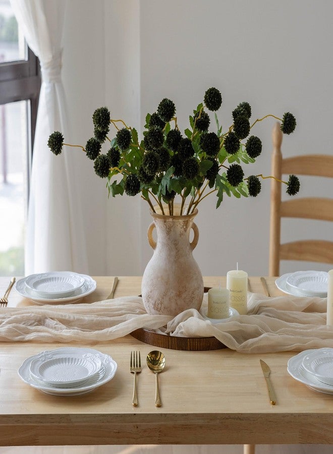 Mizii 6Pcs Green Fake Silk Pompon Mum Artificial Flowers Bulk Small Faux Chrysanthemums with Stems Realistic Floral Decorations for Wedding DIY Bouquet Centerpieces Shower Vase Home Decor (Dark Green) - Image 3