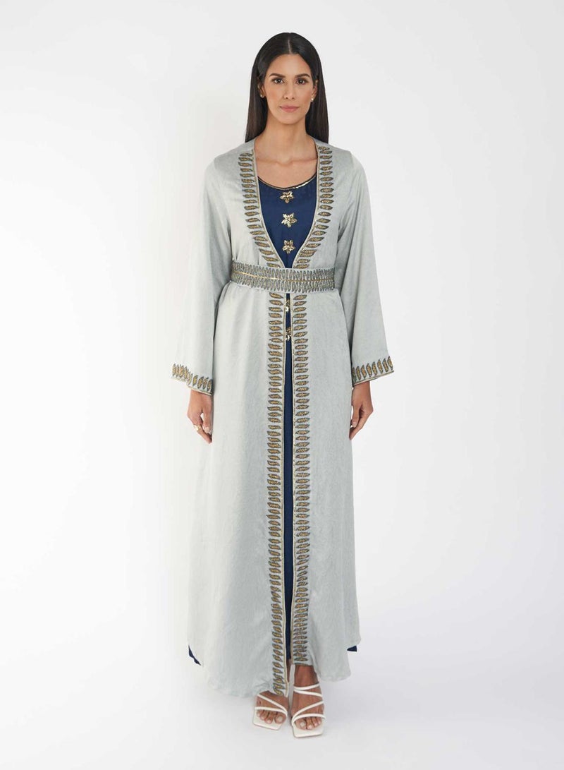 KASHKHA Solid Jalabiya with Belt - Image 1