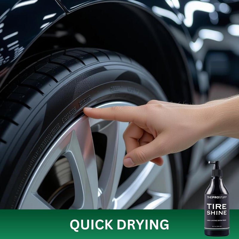The Pro Stuff Tyre Shine - Satin Tyre Dressing for Deep Black Finish | No Sling, Quick Drying, Solvent-Free | Car Tyre Shine for Enthusiasts | 150 ml - Image 5