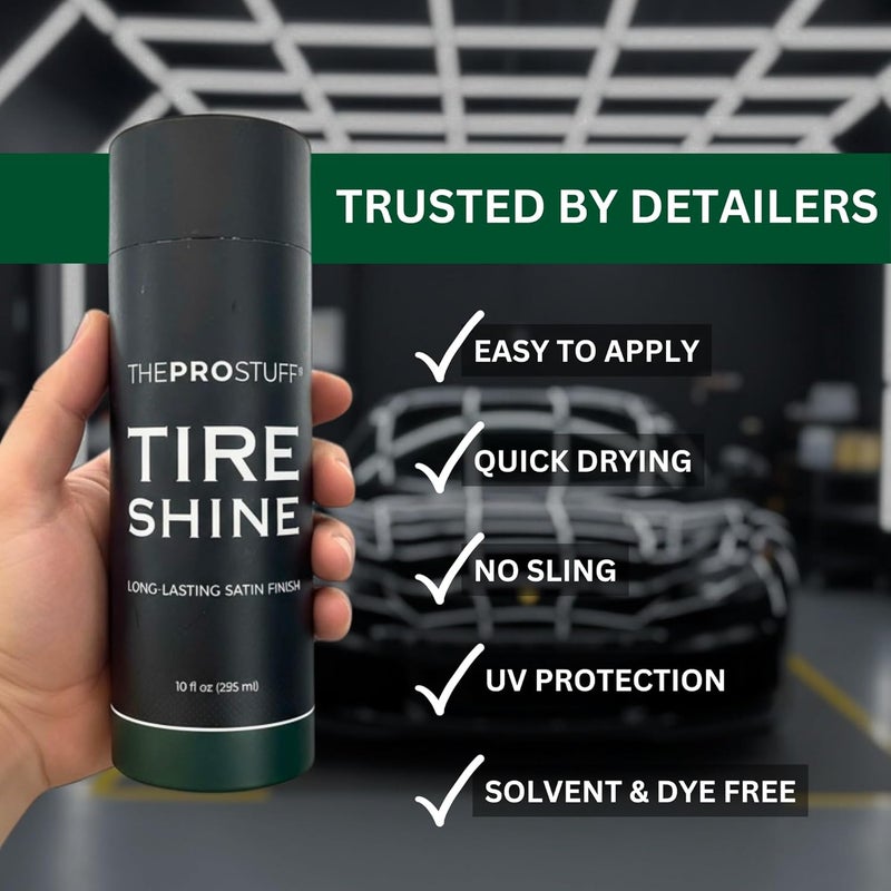 The Pro Stuff Tyre Shine - Satin Tyre Dressing for Deep Black Finish | No Sling, Quick Drying, Solvent-Free | Car Tyre Shine for Enthusiasts | 150 ml - Image 3