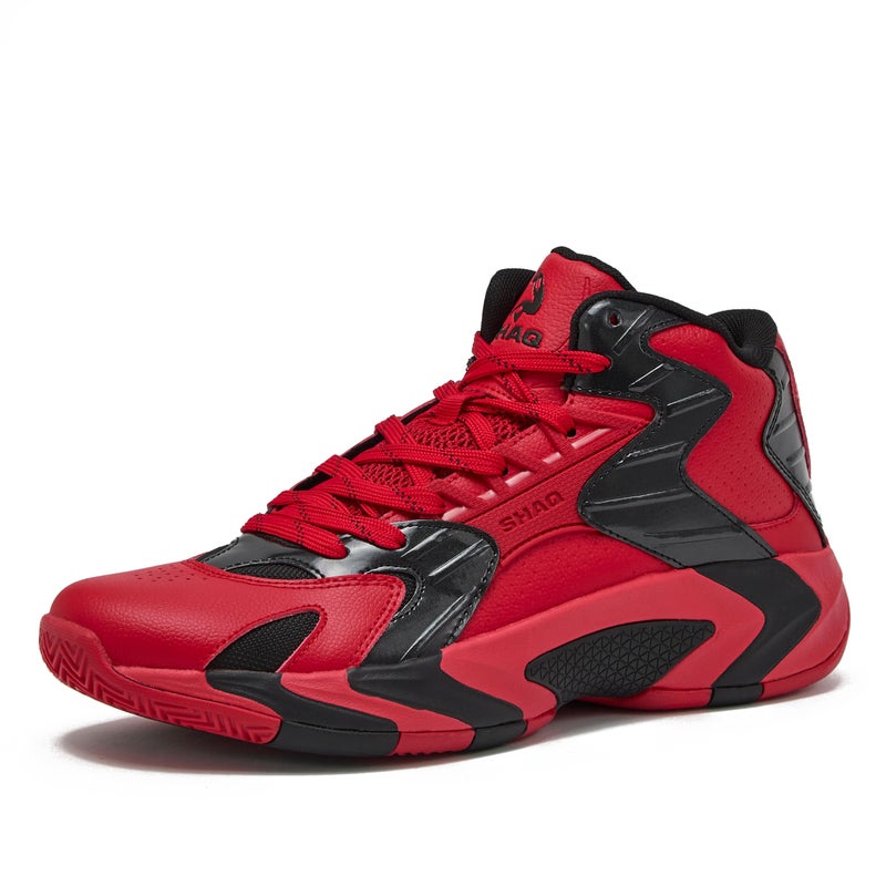 SHAQ Devastator 2.0 High Top Basketball Shoes for Men, Indoor or Outdoor Court Basketball Mens Sneakers - Black, White, Green or Blue Size 8 to 13 - Red/Black, 10 Medium - Image 1