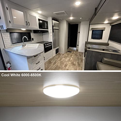 RVZONE 4.5 Inch RV LED Ceiling Puck Light RV Boat Interior Light DC 12V Surface Mount Ceiling Dome Light, 4.5W Panel Downlight for Camper Van Travel Trailer Motorhome(Cool White, Pack of 5) - Image 2