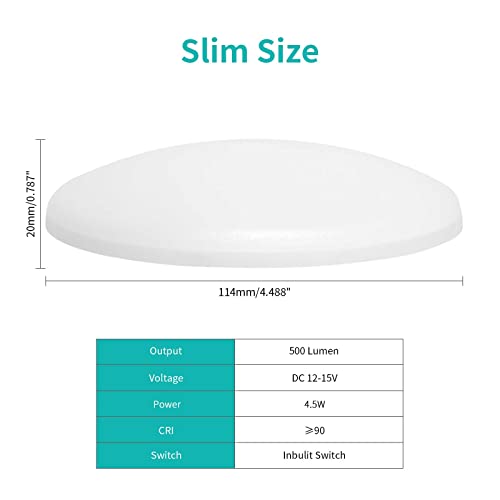 RVZONE 4.5 Inch RV LED Ceiling Puck Light RV Boat Interior Light DC 12V Surface Mount Ceiling Dome Light, 4.5W Panel Downlight for Camper Van Travel Trailer Motorhome(Cool White, Pack of 5) - Image 5