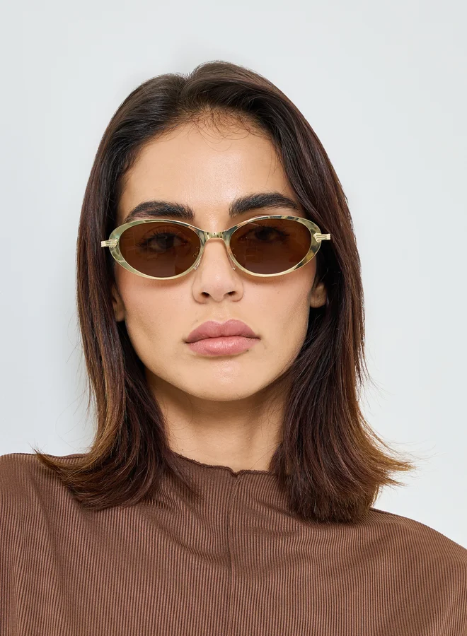 ستايلي Brown Oval Sunglasses
