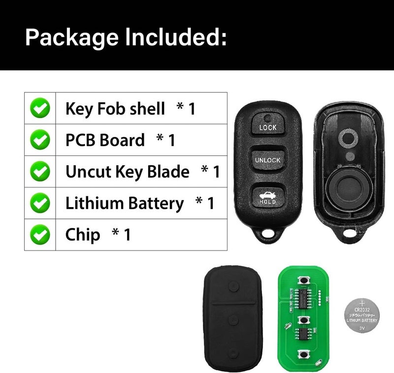 Keylessbest مفتاح سيارة عن بعد بدون مفتاح واقعي، نظام تحكم بدخول بدون مفتاح GQ43VT14T، تردد 314 ميغاهرتز، 4 أزرار، لاستبدال مفاتيح سيارات تويوتا كامري، سولارا، فايب، ماتريكس، سيينا، كورولا من طراز 1998 إلى 2008. - Image 5