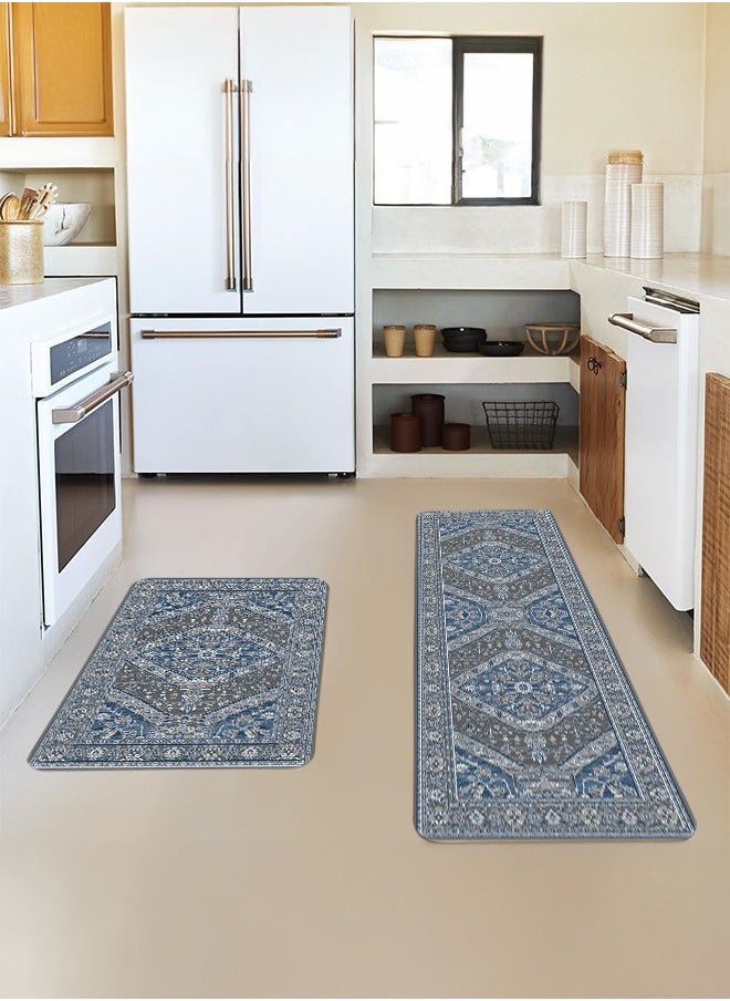Generic 2 PCS Kitchen Floor Mats Rugs Set, Cushion Floor Carpet, Waterproof, Oil Resistant and Anti-Fatigue PU Standing Mat for Kitchen, Floor, Office, Sink, Laundry 45*75CM+45*120CM  - Image 3
