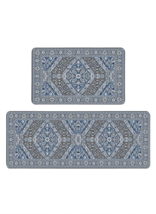 Generic 2 PCS Kitchen Floor Mats Rugs Set, Cushion Floor Carpet, Waterproof, Oil Resistant and Anti-Fatigue PU Standing Mat for Kitchen, Floor, Office, Sink, Laundry 45*75CM+45*120CM  - Image 1