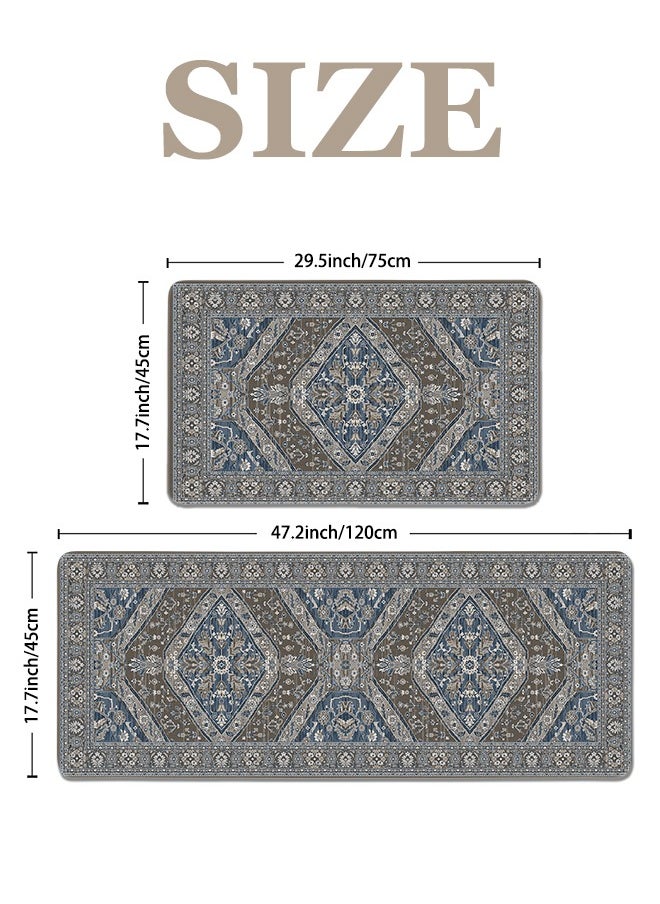 Generic 2 PCS Kitchen Floor Mats Rugs Set, Cushion Floor Carpet, Waterproof, Oil Resistant and Anti-Fatigue PU Standing Mat for Kitchen, Floor, Office, Sink, Laundry 45*75CM+45*120CM  - Image 5