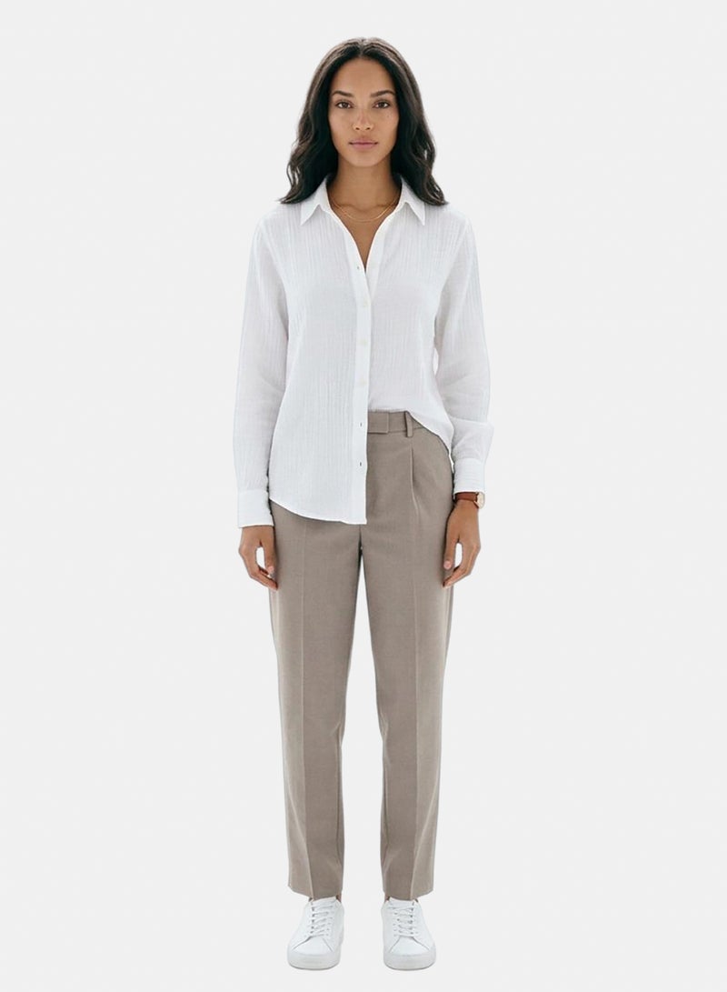 Ravin The Estate Collection | Raw Weave Textured Women Shirt In Optic White - Image 3