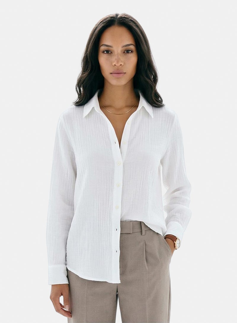 Ravin The Estate Collection | Raw Weave Textured Women Shirt In Optic White - Image 1