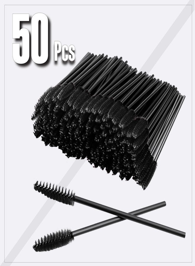 Globelle Mascara Eyelash Wands Brush for Eyelash Extension Eyebrow and Makeup Colour/Makeup Brush Eyebrow Eyelash Wand for Extension Makeup Brush Tool, Black- Pack of 50pcs - Image 2