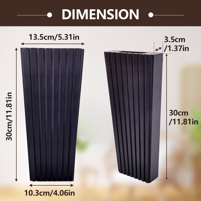 ZELURA 2PCS Wood Wall Planter for Indoor Plants, Wooden Hanging Planter for Dried Flowers and Artificial Greenery Plants,Wooden Pocket Vases,Modern Farmhouse Wood Wall Decor(Black) - Image 4