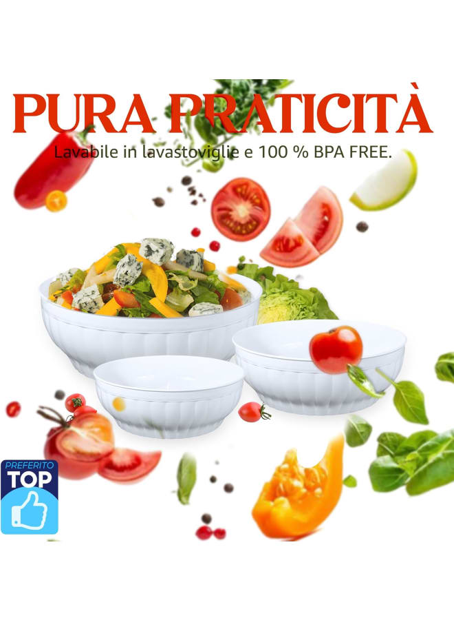 Stefanplast Stefan Plast Ribbed Salad-Bowl Cm. 34 White - Image 2