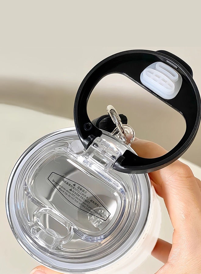 AHAKAC 316 Stainless Steel Coffee Mug - Double-Layer Insulation Cup - Double-Outlet Silicone Straw Water Cup 350ml - Image 5