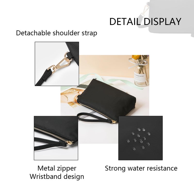 YONBEN Crossbody Handbags Small Crossbody Purse Cell Phone Purse with Simple Design Wrist Strap and Crossbody Strap (Nylon-black) - Image 4