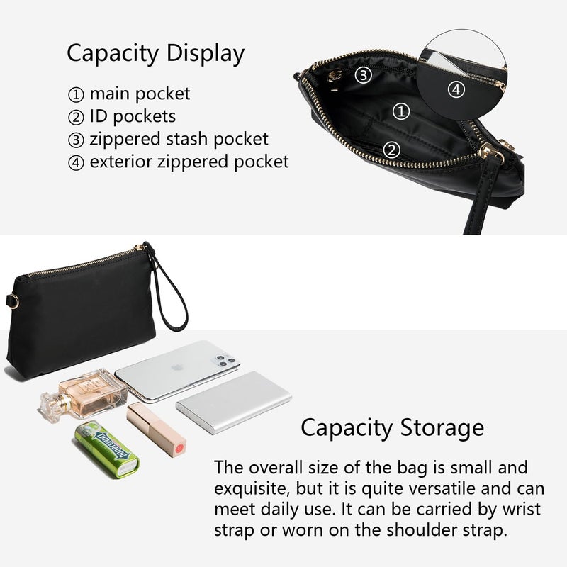 YONBEN Crossbody Handbags Small Crossbody Purse Cell Phone Purse with Simple Design Wrist Strap and Crossbody Strap (Nylon-black) - Image 5