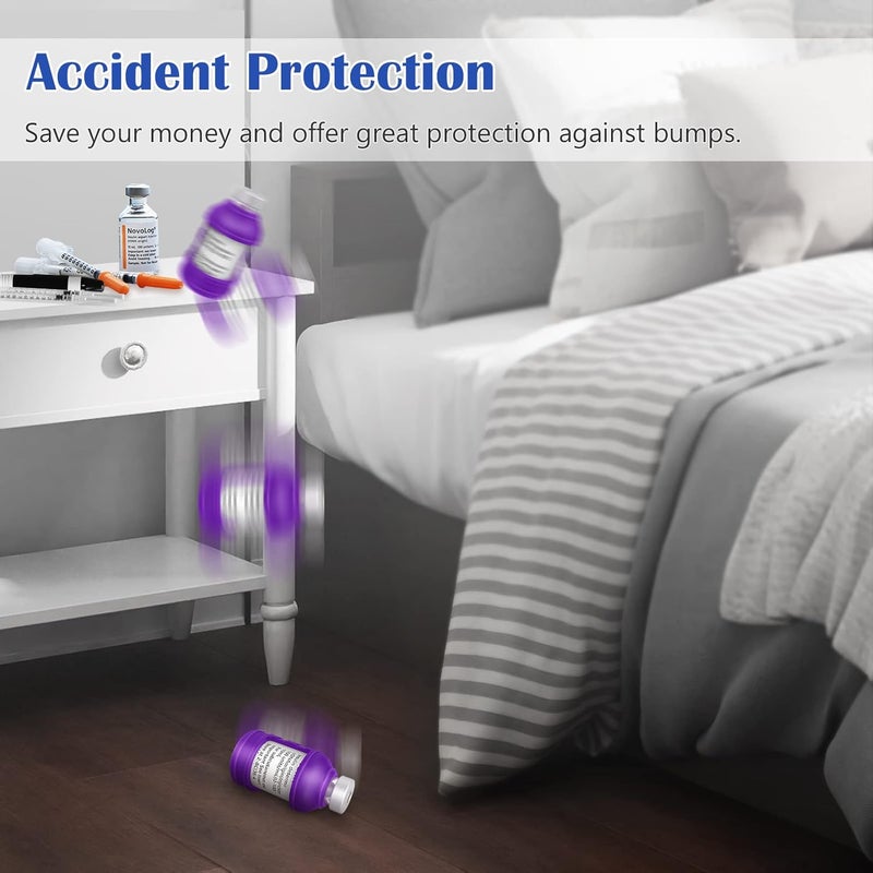 MEDMAX Insulin Via Bottle Protector Case for Diabetic Silicone Protective Sleeve Holder for Most 10ML Insulin Vials 2 Pack Short Purple - Image 4