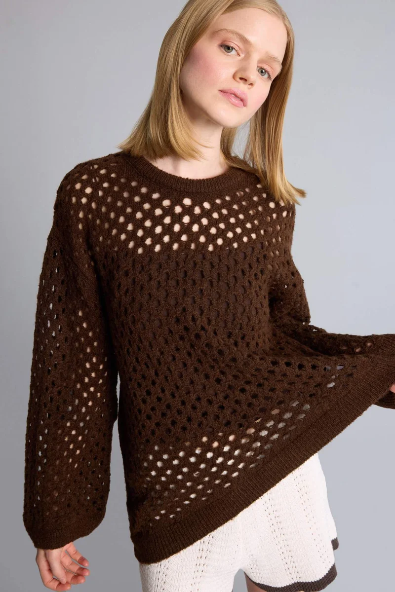 ديفاكتو Regular Fit Crew Neck Knitwear Pullover